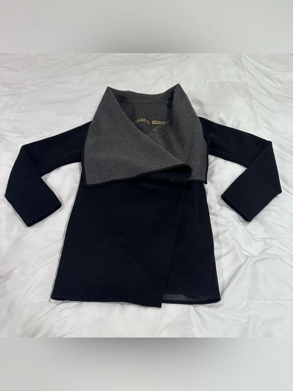 Michael Kors Black Coat with Gray Shawl Collar